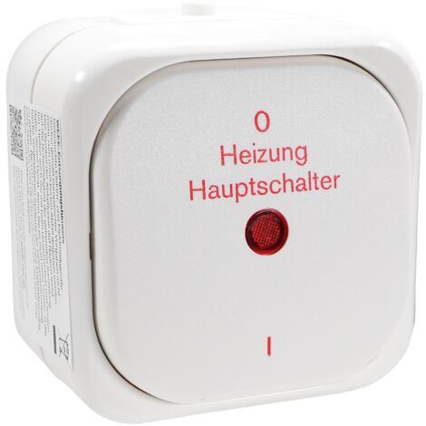 REV AquaTop Heizung Hauptschalter Feuchtraum IP44 Aufputz weiss Notschalter