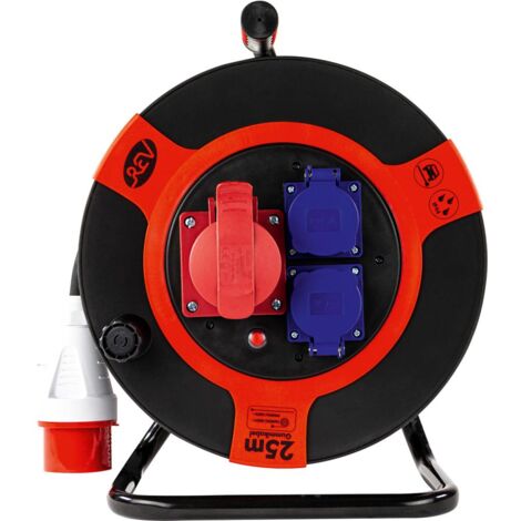 REV CEE-Kabeltrommel Außen 25 m H07RN-F 5G2,5mm², schwarz rot Kabeltrommel