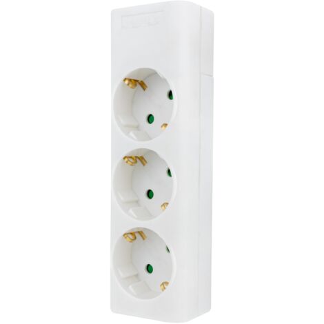 REV Ciabatta multipla senza cavo, 3 prese, max. 3680 W, colore: bianco