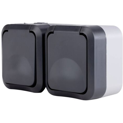 REV Completo Presa doppia AquaStorm Grigio chiaro, Nero 0004090400 1 pz.