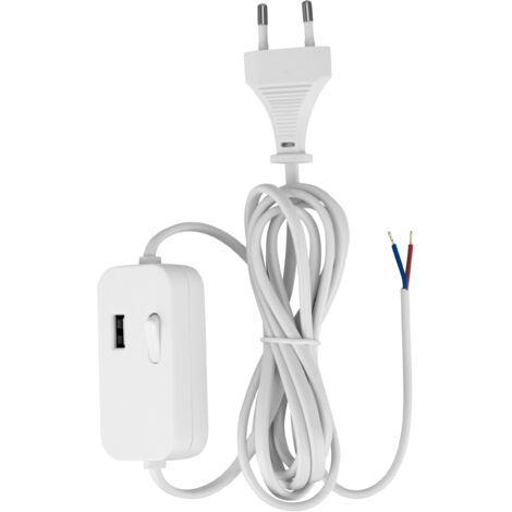 REV Euro-Zuleitung mit Zwischenschalter  0033500112, mit USB,  2 m, weiß