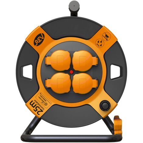 REV Kabeltrommel Außen 25m H07RN-F 3x1,5, orange, 4x Schutzkontaktstecker Elektrische Kabel & Leitungen