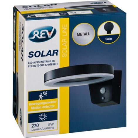 REV LED Solar Wandleuchte Round Metall schw.Bew.Melder2023001100