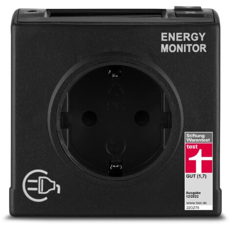 REV Misuratore di consumo EX – Premiato da Stiftung Warentest con nota 1,7 – misurare il consumo energetico, contatore elettrico per presa, contatore elettrico, senza indicatore dei costi di consumo,