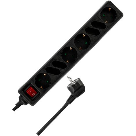 REV Ritter 0512344555 - Ciabatta con 4+4 ingressi e spina con sicurezza bambini, 1,4 m, nero