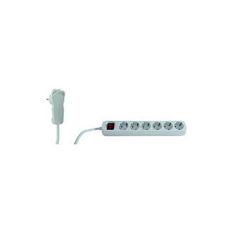 Multiprise Prime Line 6x type 23, blanche, interrupteur