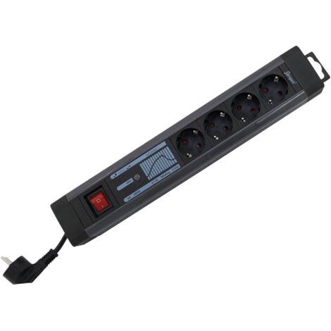 Rev Supraguard PC-Quadruple Plug Socket, noir