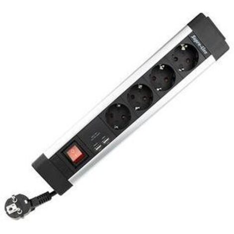 Rev Supraline multipresa 4 vie nera e argento con USB