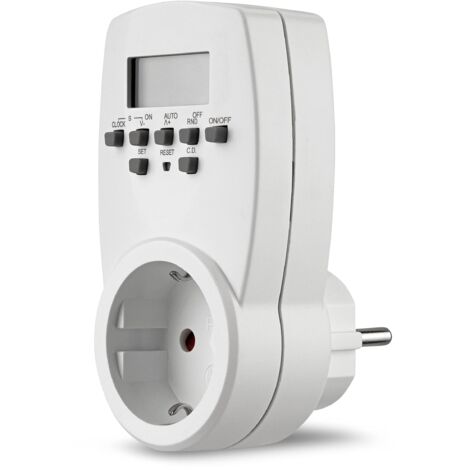 REV Timer – Presa timer digitale per interni, 20 orari/giorno, 1800 W, funzione casuale, bianco
