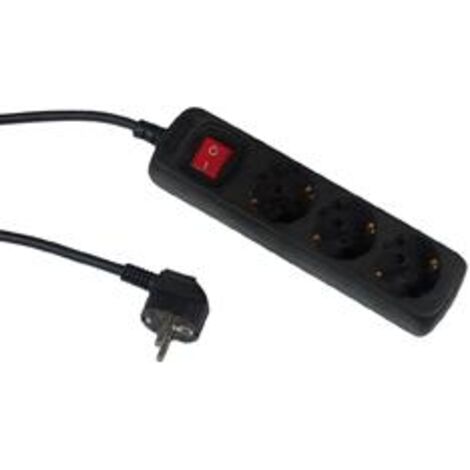 REV Tischsteckdose 3fl., 5KS Sch, sw, 1,4 m