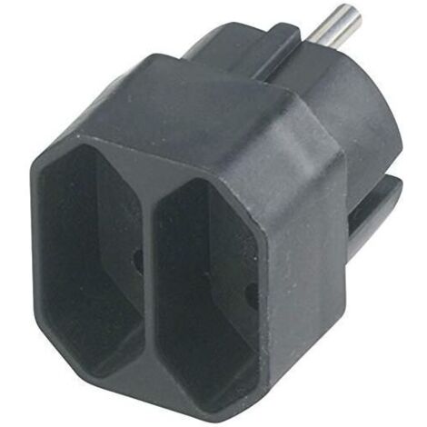Rev Transition Plug 2-Fold Black Eurosteckdosen