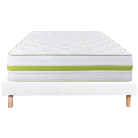 REVA - Ensemble Matelas Mousse Ep.30cm + Sommier Tapissier Blanc 160x200 cm