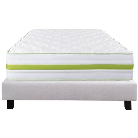 REVA - Ensemble Matelas Mousse Ep.30cm + Sommier Tapissier Gris 140x190 cm