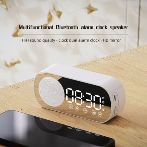 DHKLFA Réveil 2 en 1 et haut-parleur Bluetooth, réveil numérique avec écran LED,radio-réveil audio Bluetooth intelligent, pour chambre à coucher, bureau, décoration intérieure, cadeau