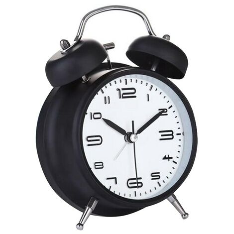 Horloge Alarme puissante à Piles pour Sommeil Bureau Chambre Voyage（3 Pouces） Rose Retro Twin Bell Matin Réveil à Double Cloche silencieuse Horloge avec rétroéclairage 