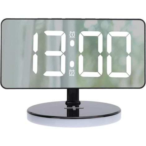 Réveil à LED, Horloge Murale de Bureau Miroir Moderne avec