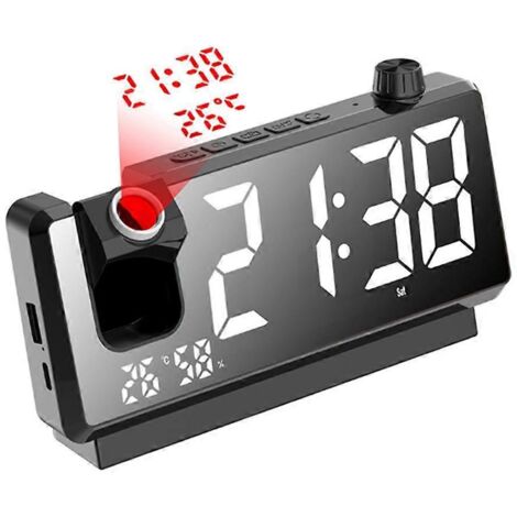 Réveil à projection avec écran LED HD, horloges à projection intelligentes B