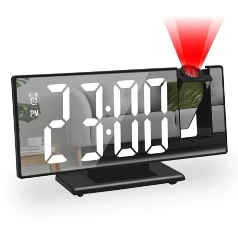 Réveil à projection miroir, horloge numérique avec affichage de la température et de l'heure, horloge de bureau pour salon