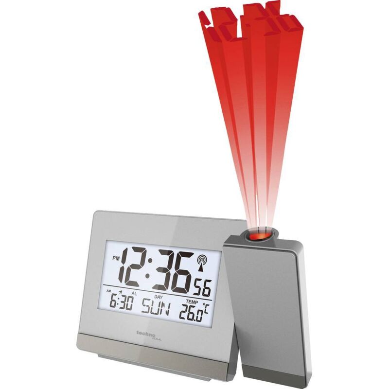 Réveil à projection Techno Line WT538 radiopiloté(e) argent