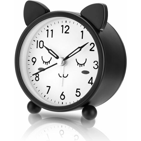 Réveil analogique Non Tic-tac avec lumière de nuit Snooze Fonction Round  Retro Réveil Horloge à piles pour chambre à coucher Salon Pour Enfantsred