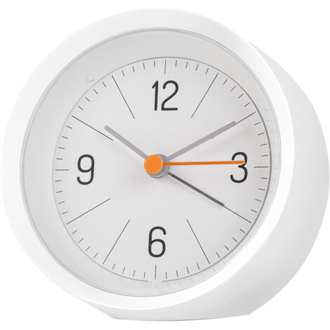 Réveil analogique fiable avec alarme électronique, design mignon et panneau clair, idéal pour chambre, étagère ou bureau, couleur blanc.