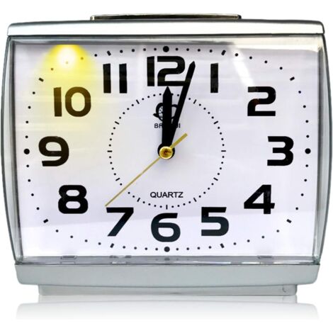 Réveil Analogique, Grand Réveil Carré, Mouvement Silencieux De Haute Qualité, Miroir En Plastique Transparent, Avec Veilleuse, Sans Pile (Taille: 14613cm)