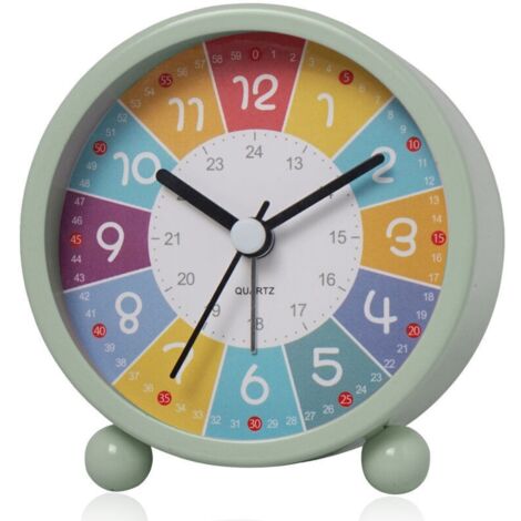 Réveil Analogique pour Enfant - Silencieux, Pédagogique - Forte Alarm, Veilleuse Incluse