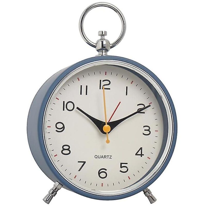 Réveil analogique sans tic-tac avec fonction snooze pour enfants Bleu