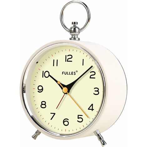 Réveil analogique sans tic-tac avec veilleuse fonction snooze rond rétro réveil à piles horloge pour chambre salon pour enfants