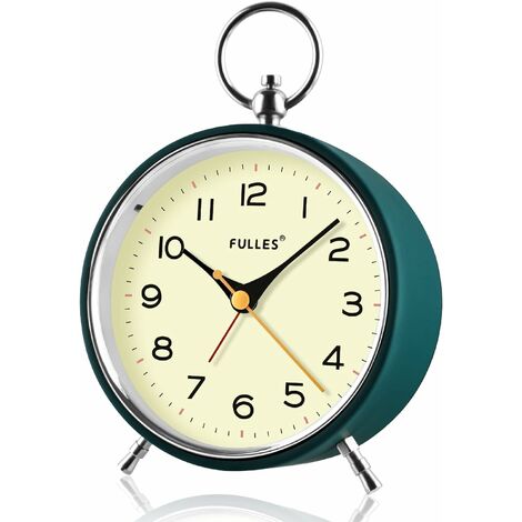 Réveil analogique sans tic-tac veilleuse Snooze rond rétro réveil à piles chambre salon enfants