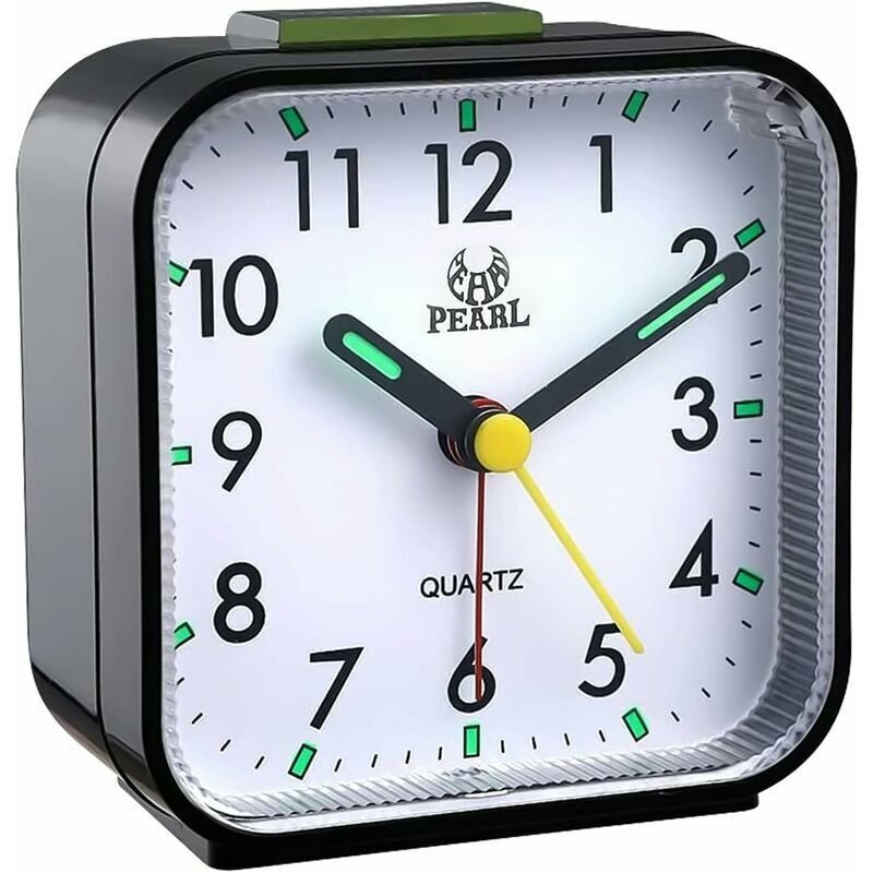 Ulisem - Réveil Analogique Silencieux sans Tic-Tac, Réveil en Douceur avec Fonctions de Répétition et d'Éclairage à Piles, Réglage Facile, Noir.