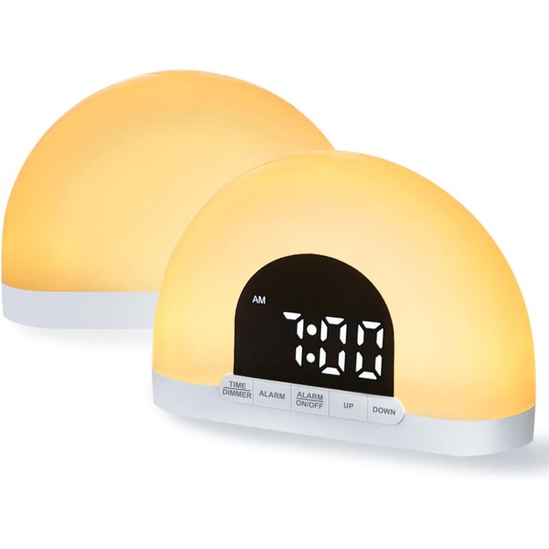 Réveil au lever du soleil pour les gros dormeurs, simule l'éclairage ambiant du lever du soleil, réveil de chambre à coucher, cadeaux pour enfants et