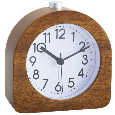 Réveil avec lumière, réveil silencieux, réveil sonore, horloge de bureau rétro silencieuse en bois massif, 9644101mm