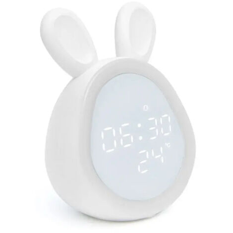 Réveil avec veilleuse et variateur d'intensité LED, réveil numérique, mignon lapin, contrôle intelligent du programme pour enfants, garçons et filles
