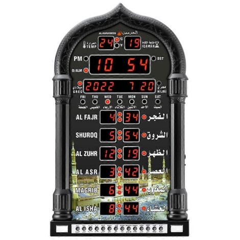 Réveil Azan Fonctionnel - Horloge Murale Numérique Islamique Rappel des 5 Namaaz