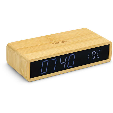 Réveil Bamboo avec écran LED noir et température intérieure