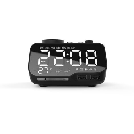 Réveil Bluetooth avec Haut-parleur pour Chambre, Enceinte Bluetooth Multifonction pour Table de Chevet, Horloge Radio-Réveil sans Fil (Noir)