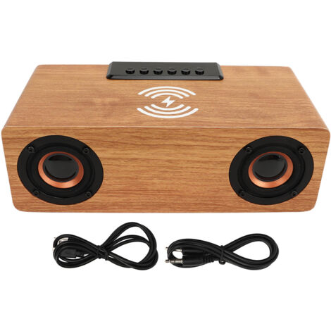 Réveil Bluetooth en Bois avec Radio FM, Chargeur Sans Fil et Haut-parleur pour Chambre et Table de Chevet