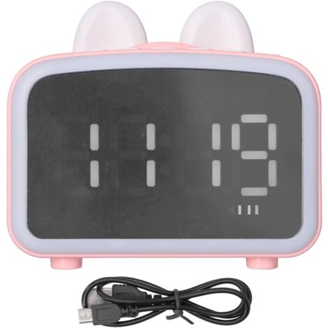 Réveil Bluetooth Mini Cartoon avec Enceinte Numérique Multifonction pour Bureau et Chambre - Rose