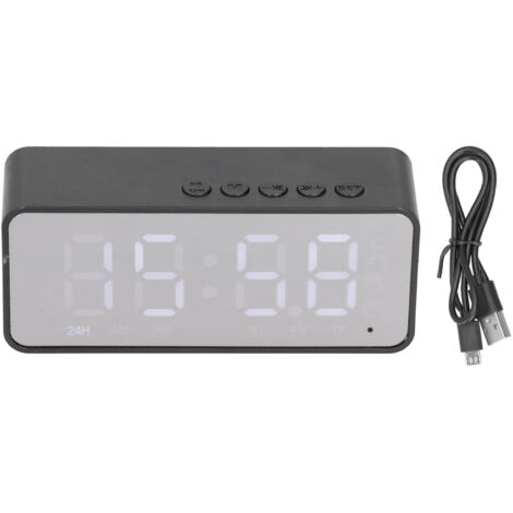 Réveil Bluetooth Multifonction G50 avec Enceinte, Lecteur MP3 et Chargeur sans Fil 5.0 pour Bureau - Noir