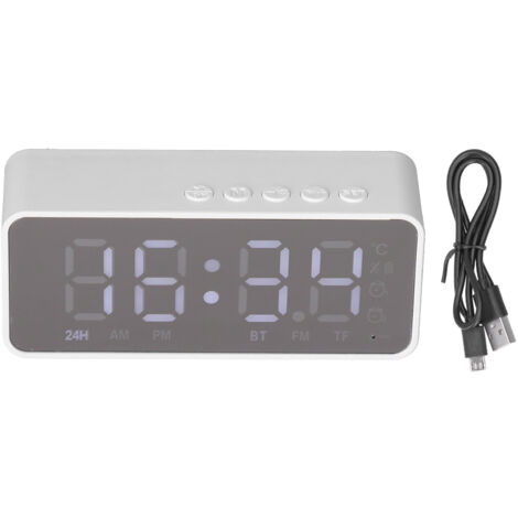Réveil Bluetooth Multifonction G50 avec Haut-parleur, Lecteur MP3 et Chargeur sans Fil 5.0 pour Bureau - Blanc