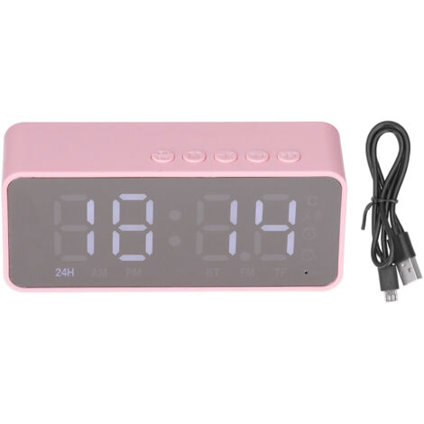 Réveil Bluetooth Multifonction G50 avec Haut-parleur, Lecteur MP3 et Chargeur sans Fil 5.0 pour Bureau - Rose