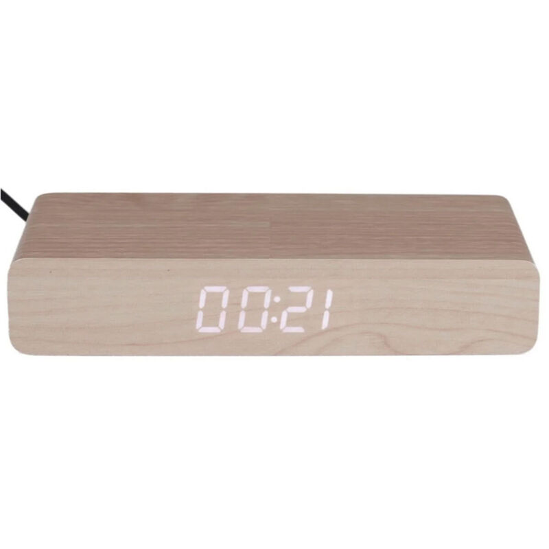 Réveil chargeur induction bois naturel Réveil chargeur induction bois naturel