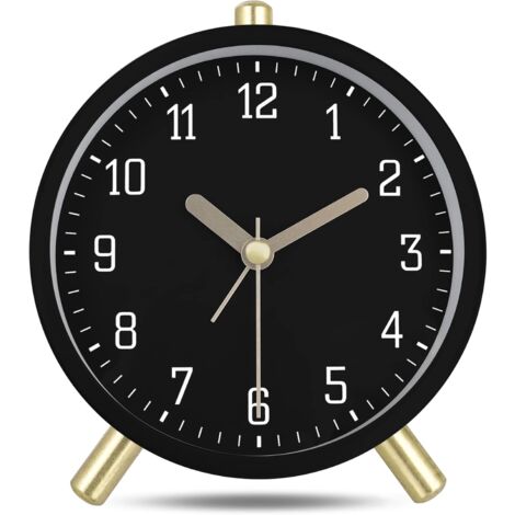 Réveil classique réveil silencieux blanc laiteux avec lumière, horloge de table décorative simple et moderne de chambre à coucher 11 cm