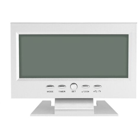 Réveil de bureau avec capteur de son numérique LCD, avec calendrier et affichage de la température, argent