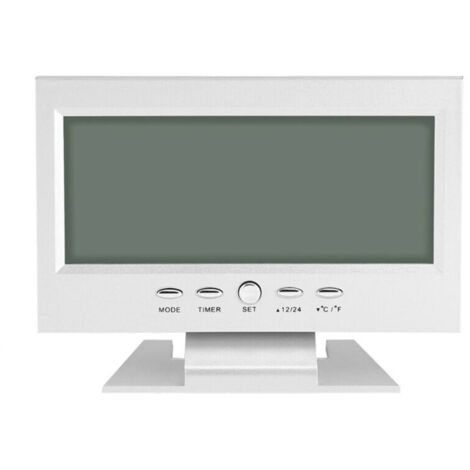 Réveil de bureau avec capteur de son numérique LCD avec calendrier et affichage de la température argent