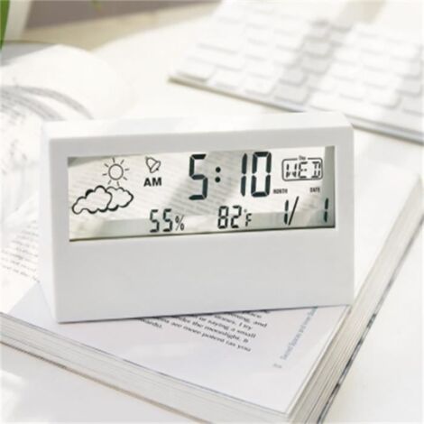 Réveil de bureau Horloge électronique de tête de lit minimal, Taille du produit 13.3x7.3x3CM