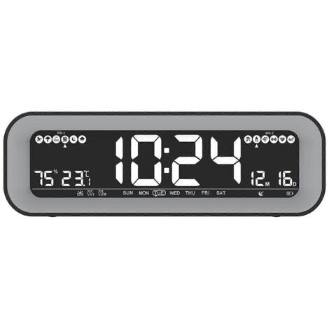 Réveil de bureau numérique avec affichage LCD : température, calendrier et date.