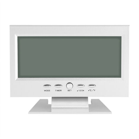 Réveil de bureau numérique LCD avec capteur sonore, calendrier et affichage de la température en argent