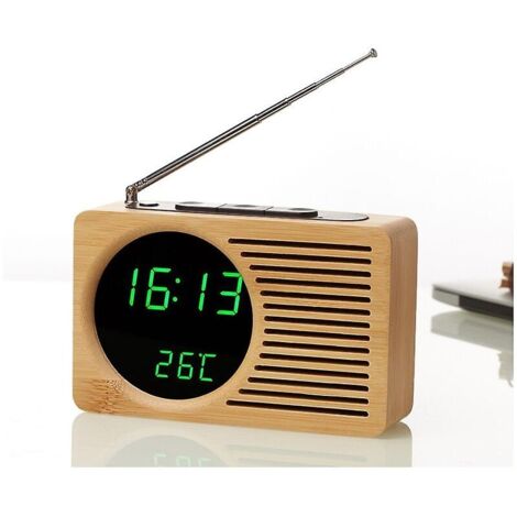 Réveil de chevet rétro en bois, radio-réveil silencieux, cadeau original, horloge électronique